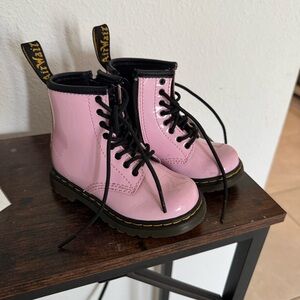 Dr. Martens Pink and Black Patent Combat Boot